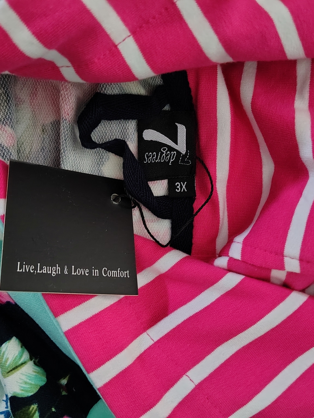 Plus Size Pink & White Striped Sleep Top - 3X